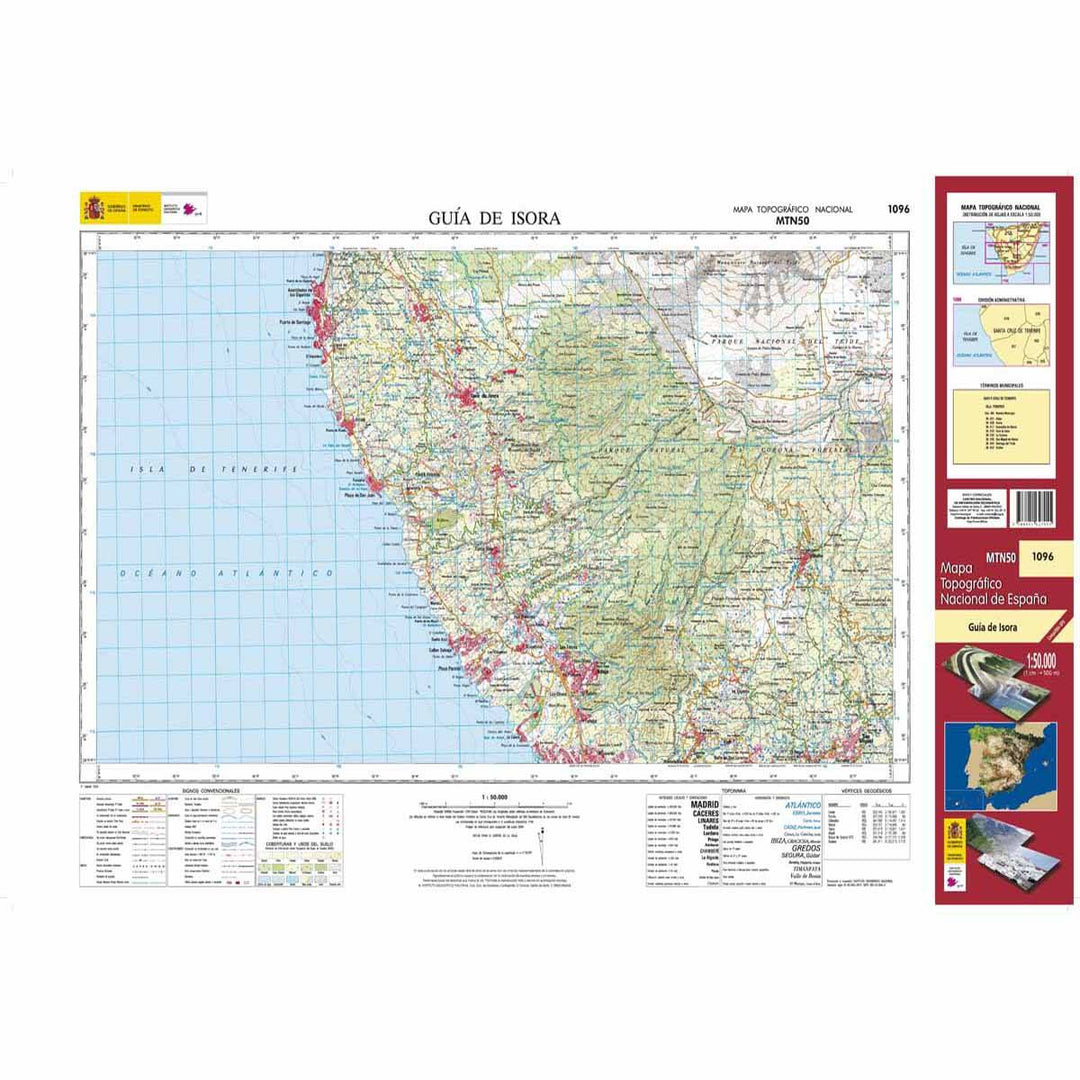 Carte topographique de l'Espagne - Guía de Isora (Tenerife), n° 1096 | CNIG - 1/50 000 carte pliée CNIG 