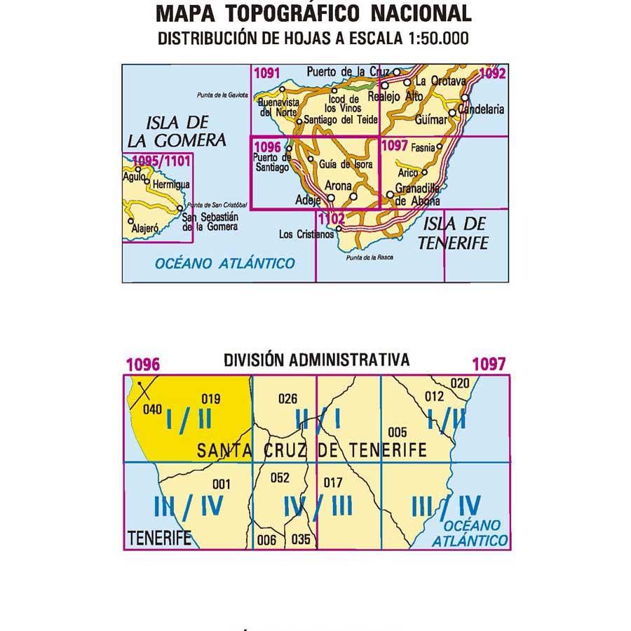 Carte topographique de l'Espagne n° 1096.1/2 - Guía de Isora (Tenerife) | CNIG - 1/25 000 carte de randonnée CNIG