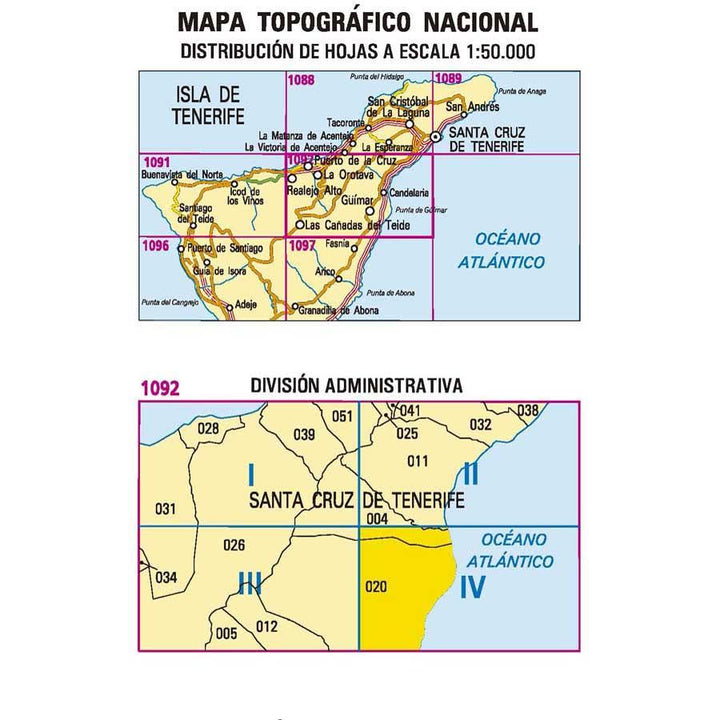 Carte topographique de l'Espagne - Güimar (Tenerife), n° 1092.4 | CNIG - 1/25 000 carte pliée CNIG 