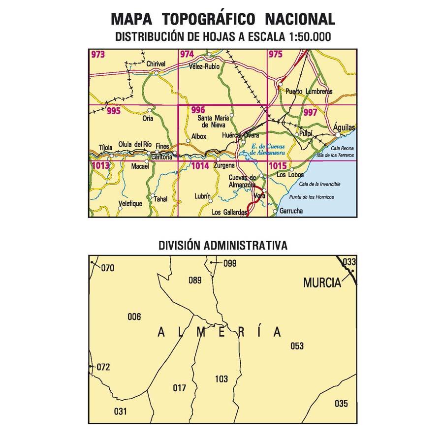 Carte topographique de l'Espagne n° 0996 - Huércal-Overa | CNIG - 1/50 000 carte de randonnée CNIG