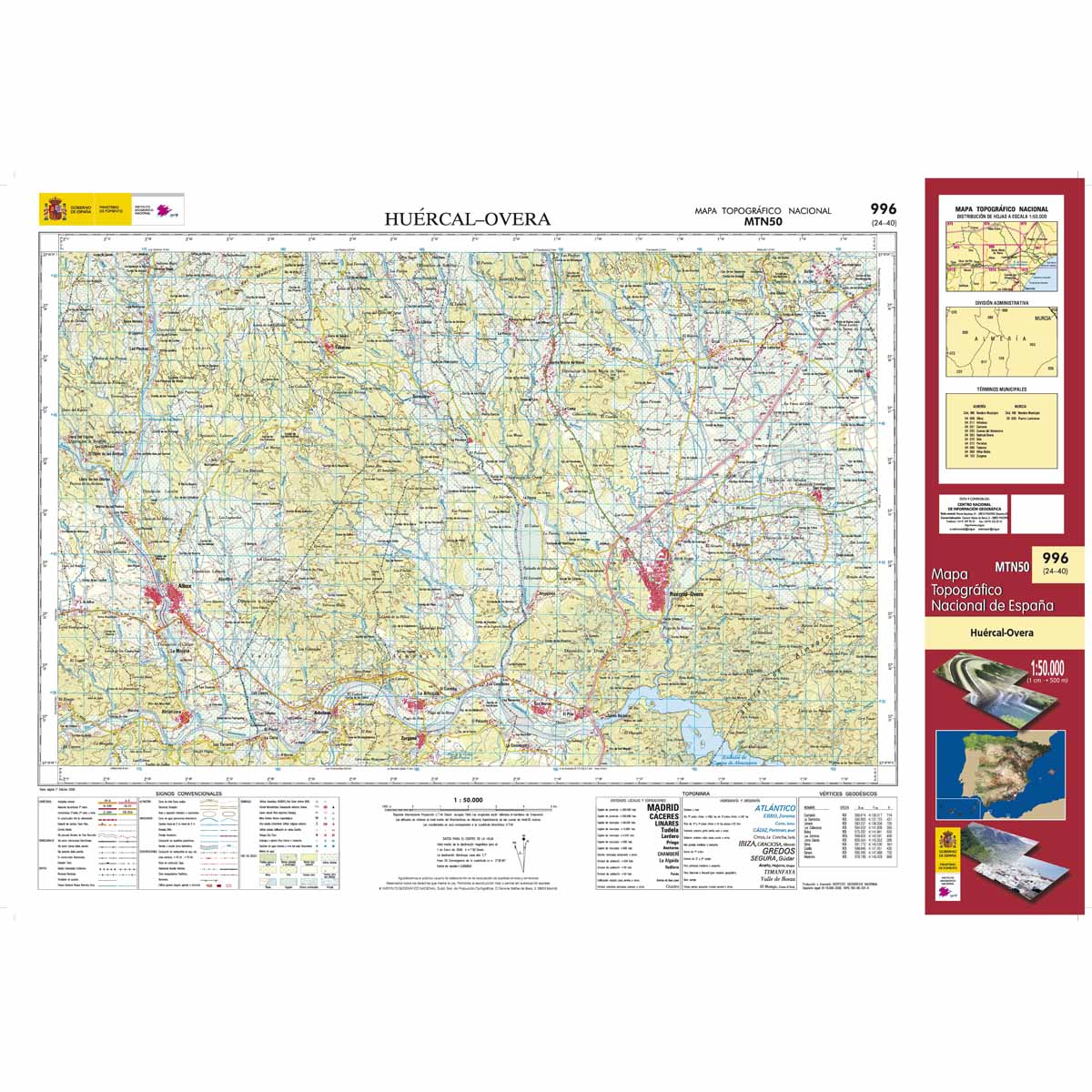Carte topographique de l'Espagne n° 0996 - Huércal-Overa | CNIG - 1/50 000 carte de randonnée CNIG Default Title