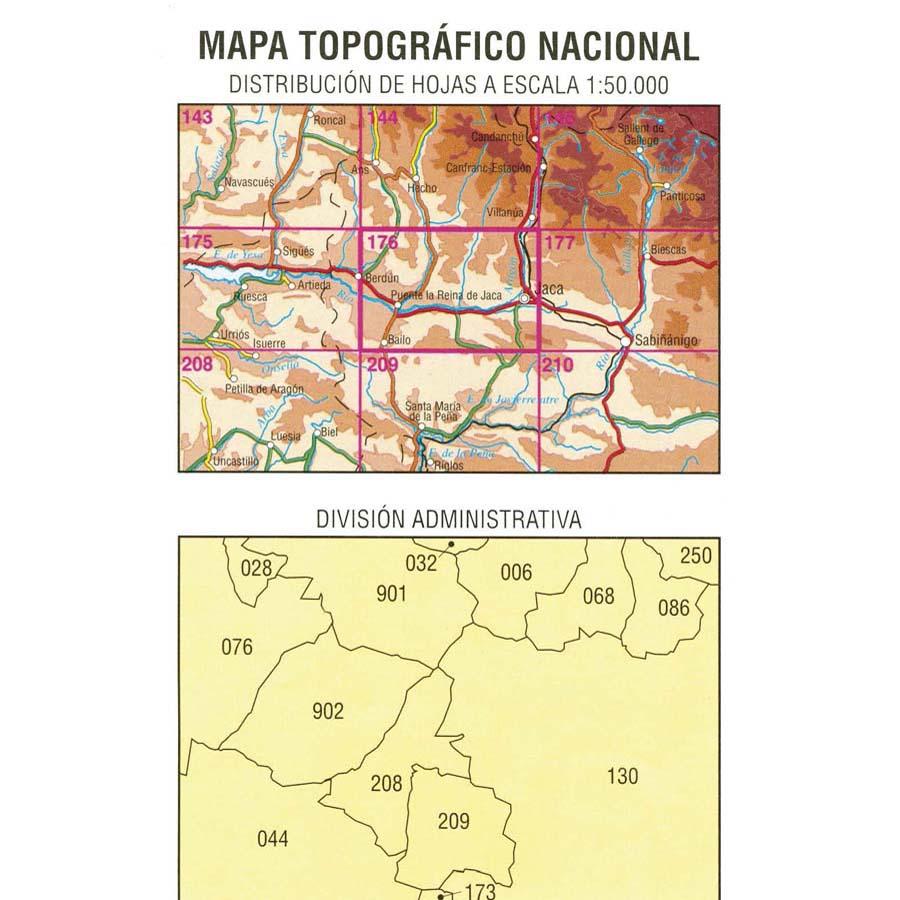 Carte topographique de l'Espagne n° 0176 - Jaca | CNIG - 1/50 000 carte de randonnée CNIG