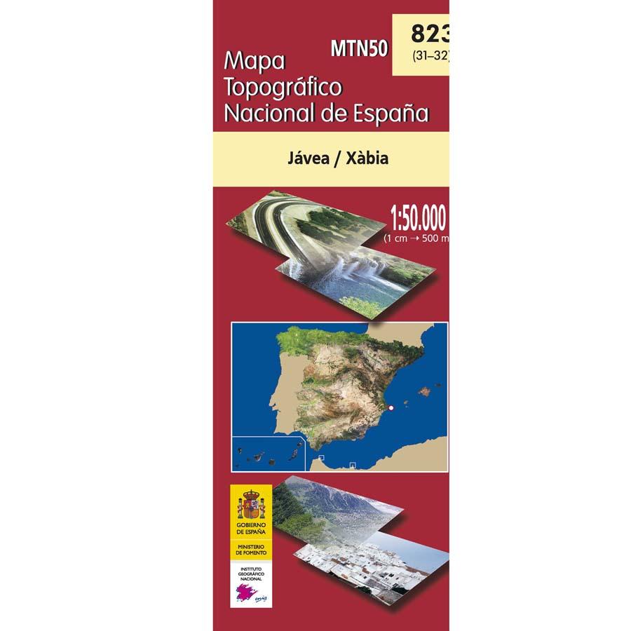 Carte topographique de l'Espagne - Jávea/Xàbia, n° 0823 | CNIG - 1/50 000 carte pliée CNIG 