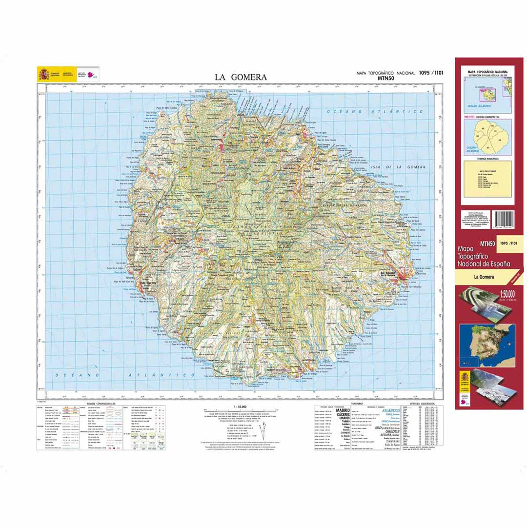 Carte topographique de l'Espagne - La Gomera (La Gomera), n° 1095/1101 | CNIG - 1/50 000 carte pliée CNIG 