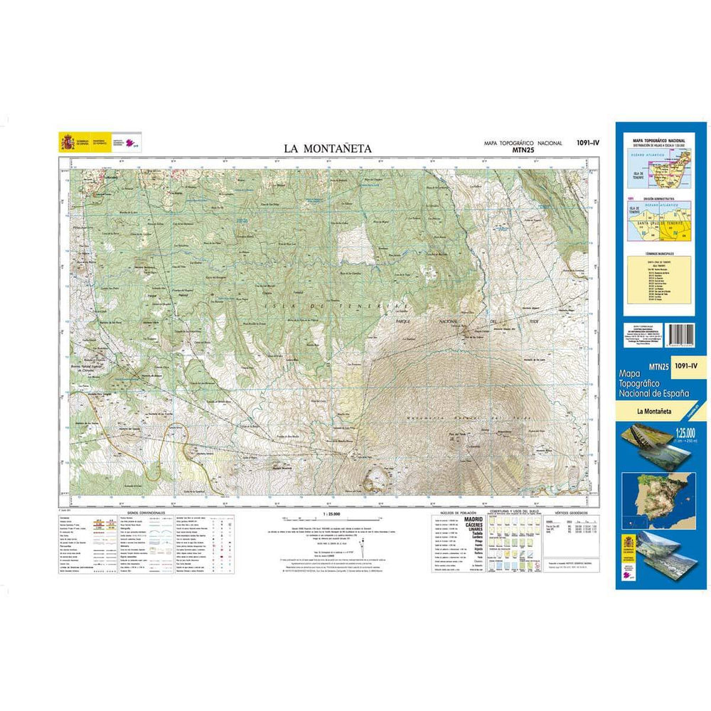 Carte topographique de l'Espagne - La Montañeta (Tenerife), n° 1091.4 | CNIG - 1/25 000 carte pliée CNIG 
