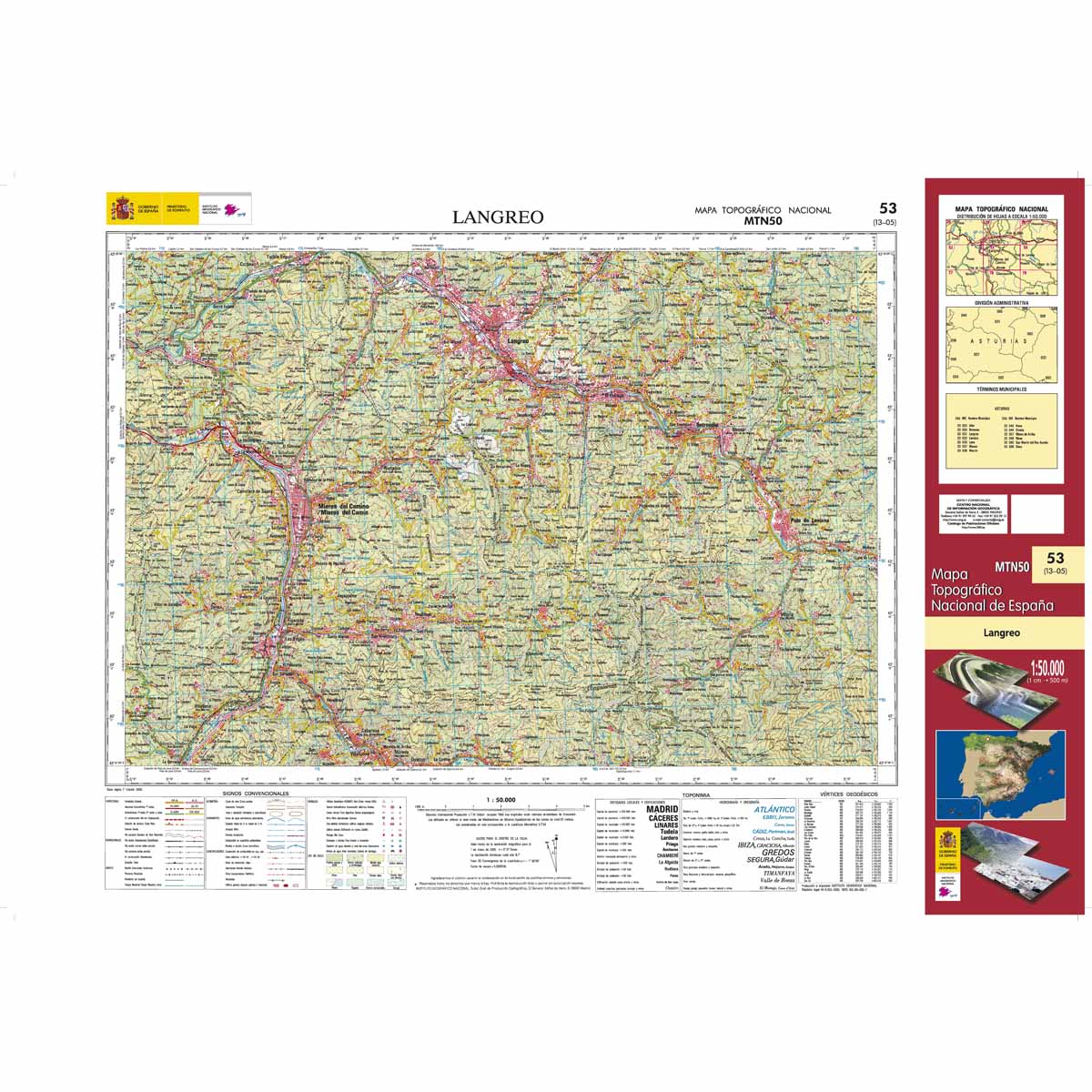 Carte topographique de l'Espagne n° 0053 - Langreo | CNIG - 1/50 000 carte de randonnée CNIG Default Title