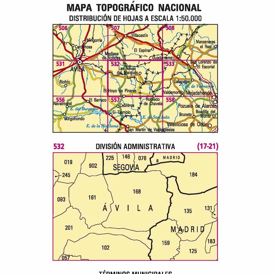 Carte topographique de l'Espagne n° 0532 - Las Navas del Marqués | CNIG - 1/50 000 carte de randonnée CNIG