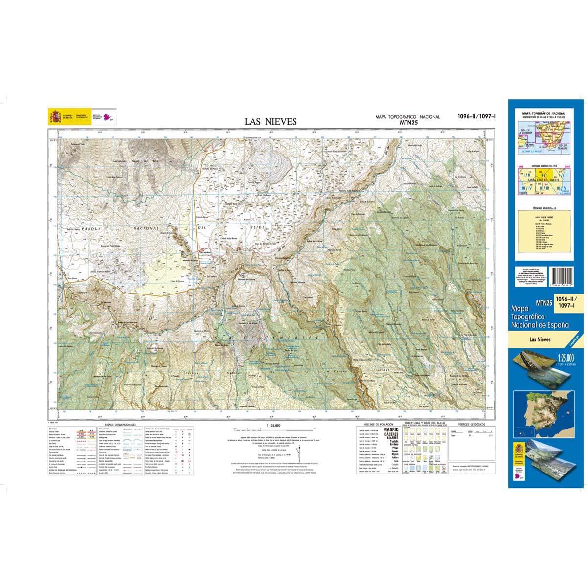 Carte topographique de l'Espagne n° 1096.2/1097.1 - Las Nieves (Tenerife) | CNIG - 1/25 000 carte de randonnée CNIG Default Title