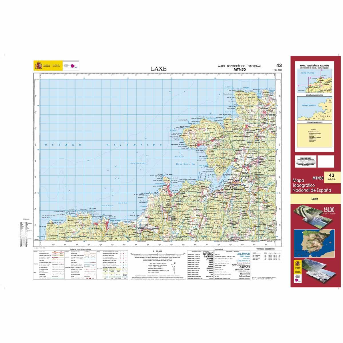 Carte topographique de l'Espagne n° 0043 - Laxe | CNIG - 1/50 000 carte de randonnée CNIG Default Title
