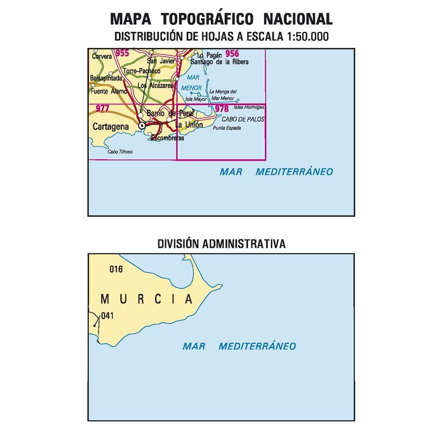Carte topographique de l'Espagne n° 0978 - Llano del Beal | CNIG - 1/50 000 carte de randonnée CNIG