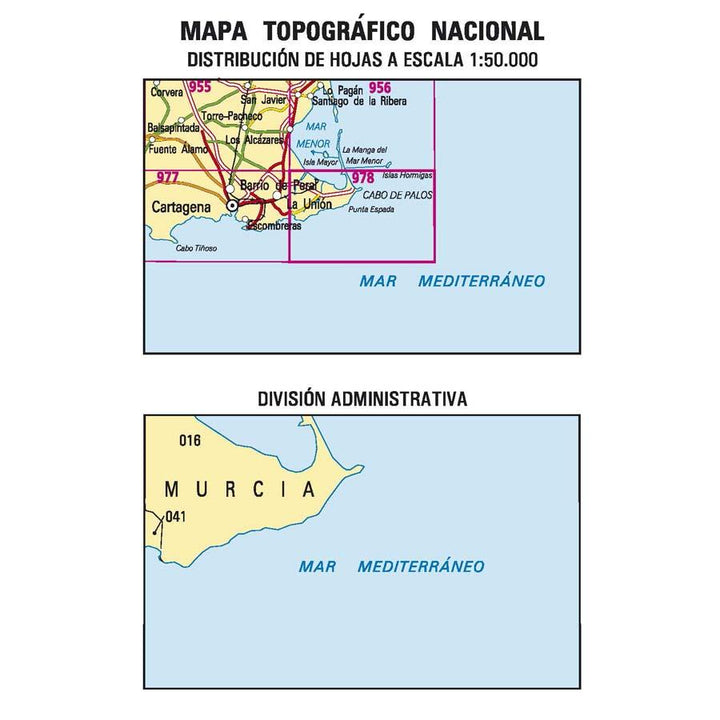 Carte topographique de l'Espagne - Llano del Beal, n° 0978 | CNIG - 1/50 000 carte pliée CNIG 