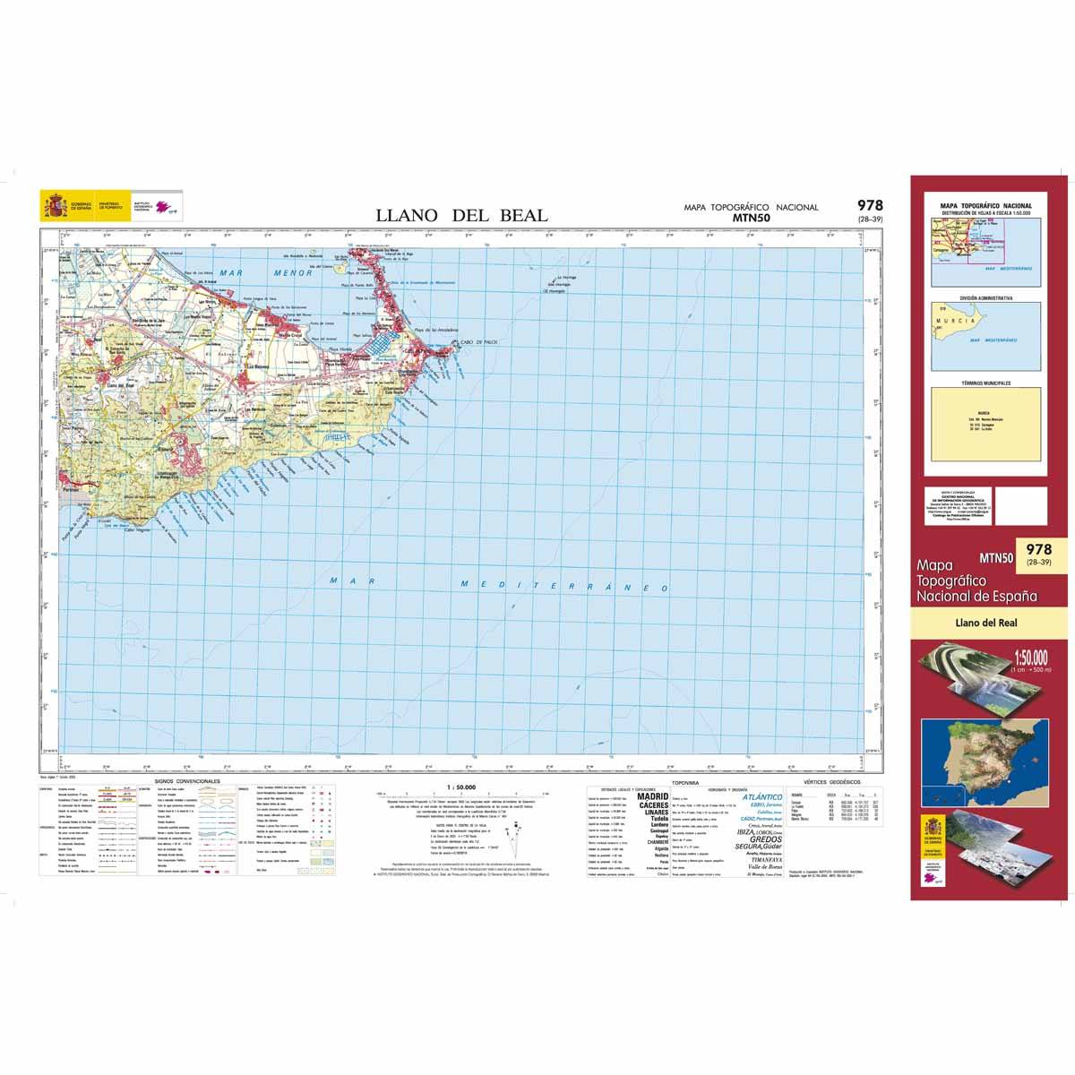 Carte topographique de l'Espagne n° 0978 - Llano del Beal | CNIG - 1/50 000 carte de randonnée CNIG Default Title