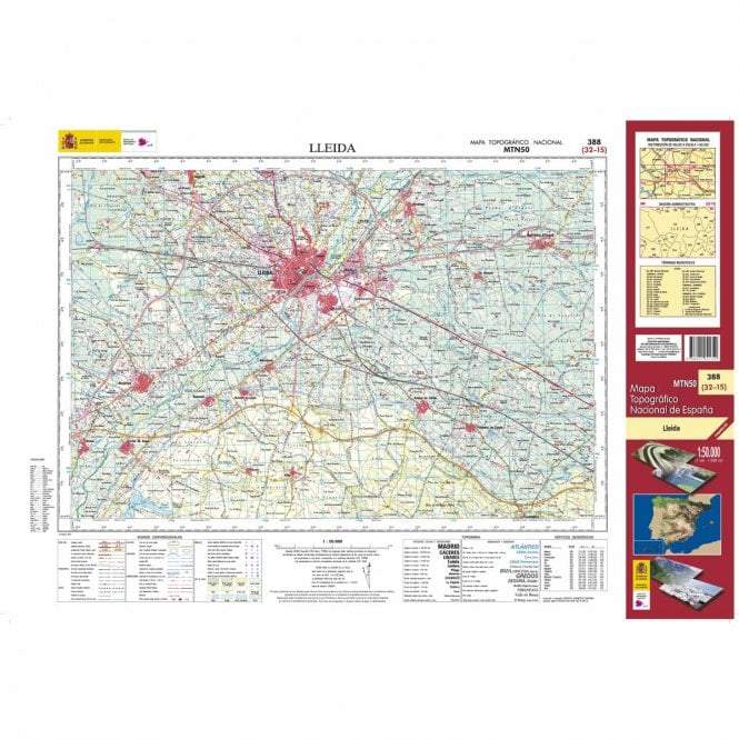 Carte topographique de l'Espagne - Lleida, n° 0388 | CNIG - 1/50 000 carte pliée CNIG 