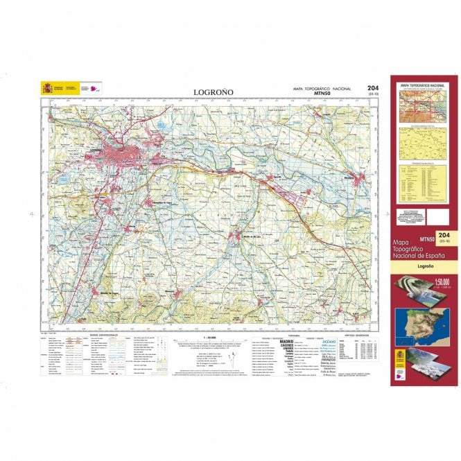 Carte topographique de l'Espagne n° 0204 - Logroño | CNIG - 1/50 000 carte de randonnée CNIG