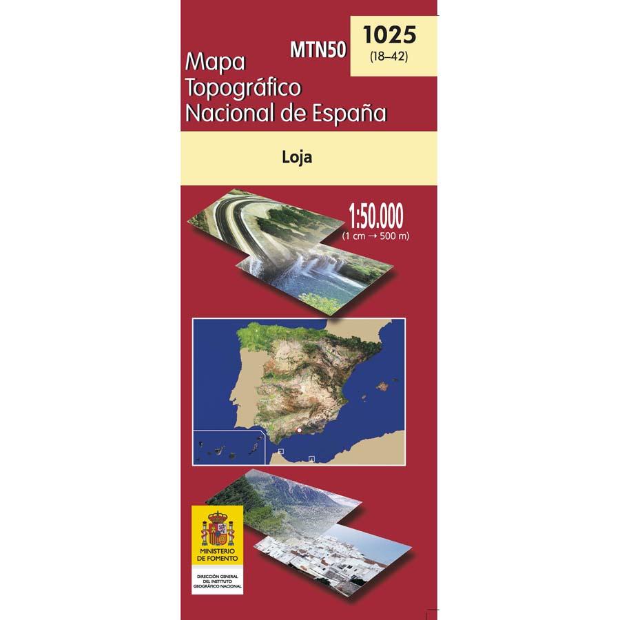 Carte topographique de l'Espagne n° 1025 - Loja | CNIG - 1/50 000 carte de randonnée CNIG