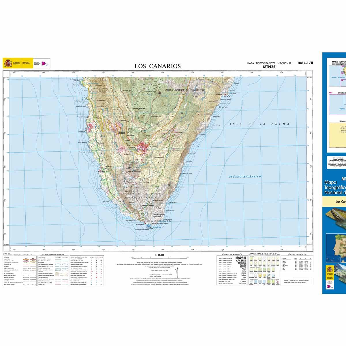 Carte topographique de l'Espagne n° 1087.1/2 - Los Canarios (La Palma) | CNIG - 1/25 000 carte de randonnée CNIG Default Title