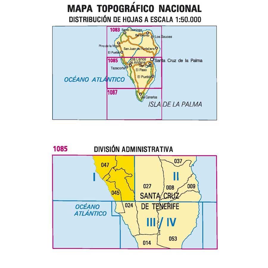 Carte topographique de l'Espagne n° 1085.1 - Los Llanos de Aridane (La Palma) | CNIG - 1/25 000 carte de randonnée CNIG