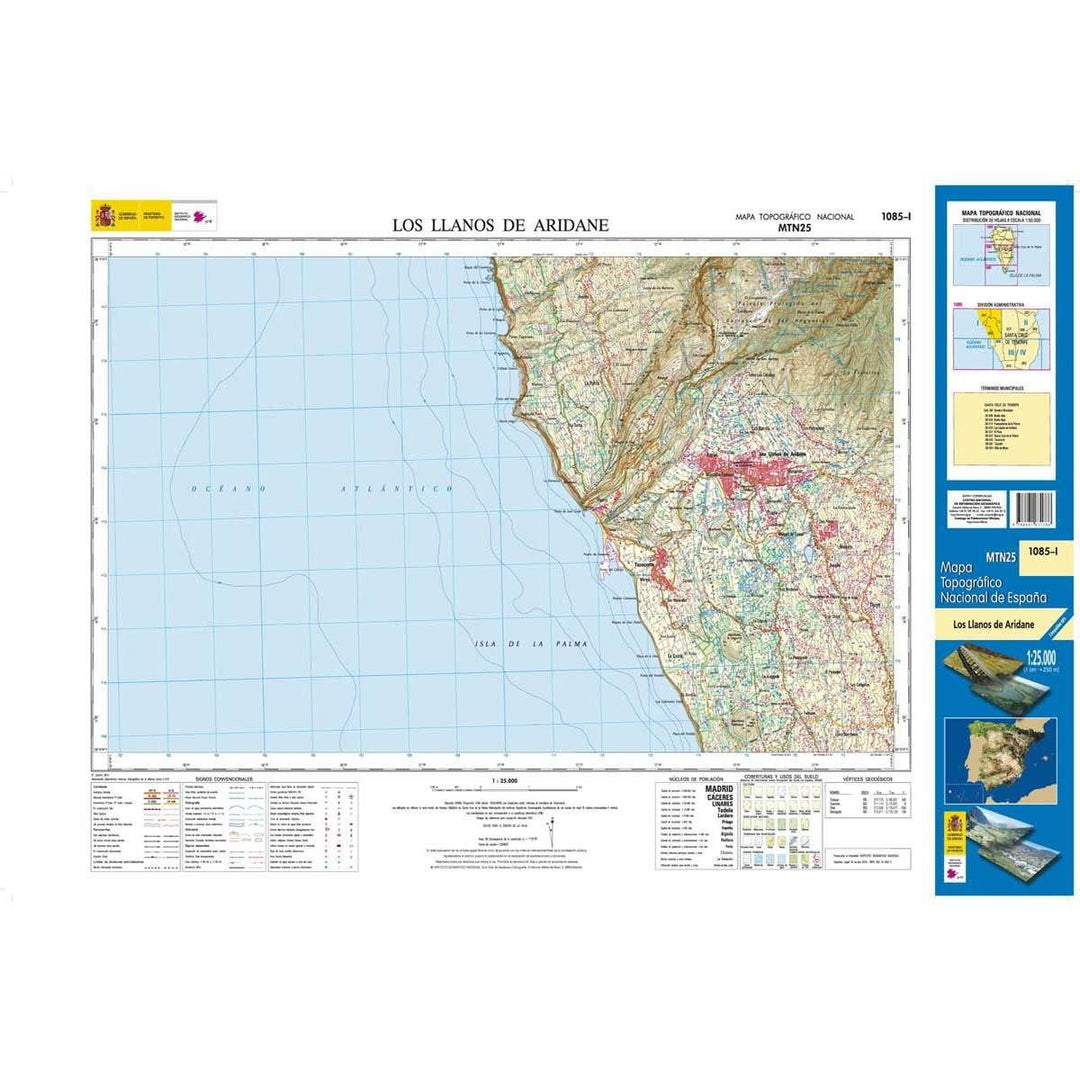 Carte topographique de l'Espagne - Los Llanos de Aridane (La Palma), n° 1085.1 | CNIG - 1/25 000 carte pliée CNIG 