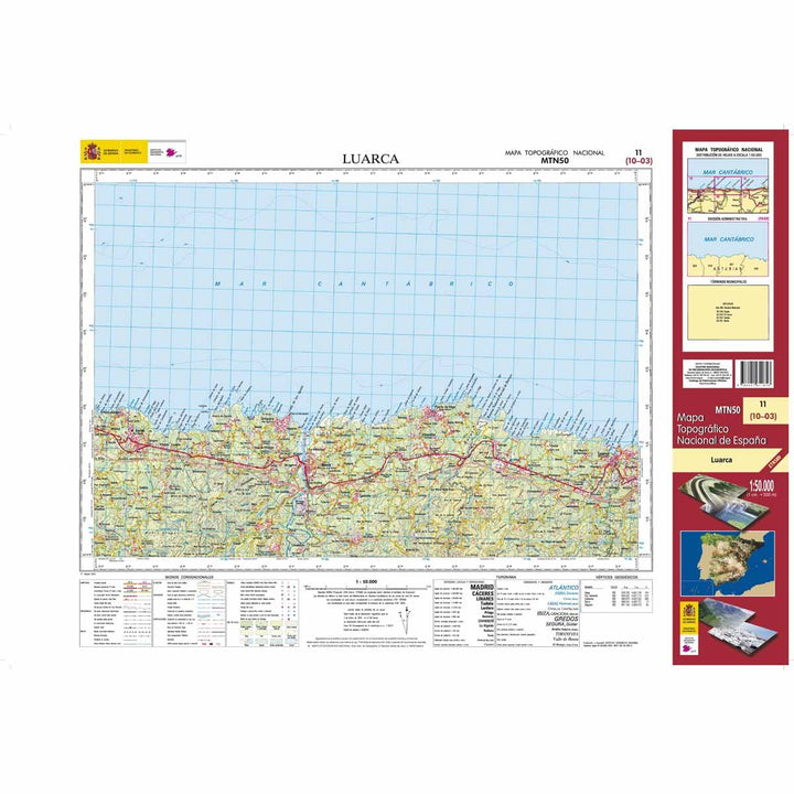 Carte topographique de l'Espagne - Luarca, n° 0011 | CNIG - 1/50 000 carte pliée CNIG 