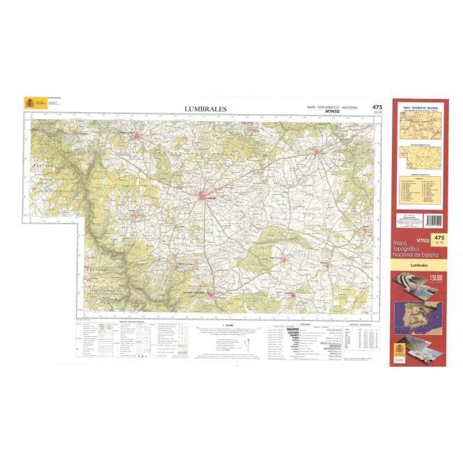 Carte topographique de l'Espagne n° 0475 - Lumbrales | CNIG - 1/50 000 carte de randonnée CNIG