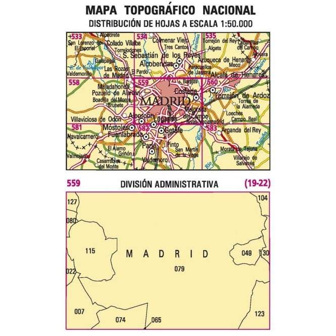 Carte topographique de l'Espagne n° 0559 - Madrid | CNIG - 1/50 000 carte de randonnée CNIG