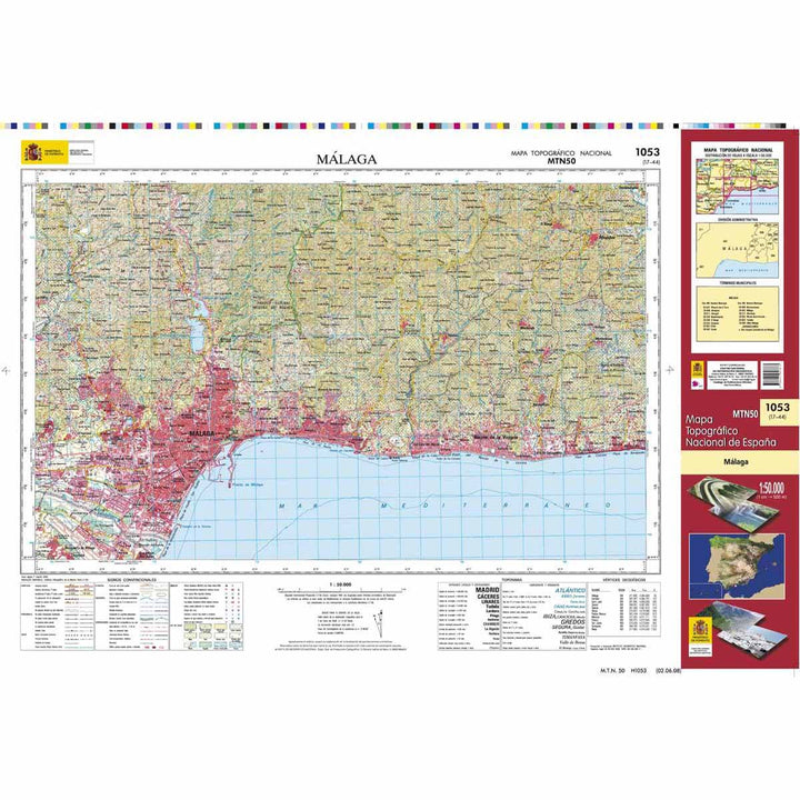 Carte topographique de l'Espagne - Malaga, n° 1053 | CNIG - 1/50 000 carte pliée CNIG 