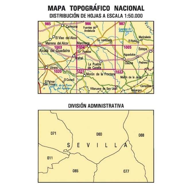 Carte topographique de l'Espagne n° 1004 - Marchena | CNIG - 1/50 000 carte de randonnée CNIG