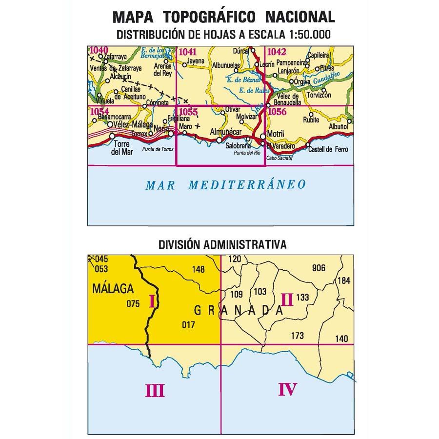 Carte topographique de l'Espagne - Maro, n° 1055.1 | CNIG - 1/25 000 carte pliée CNIG 