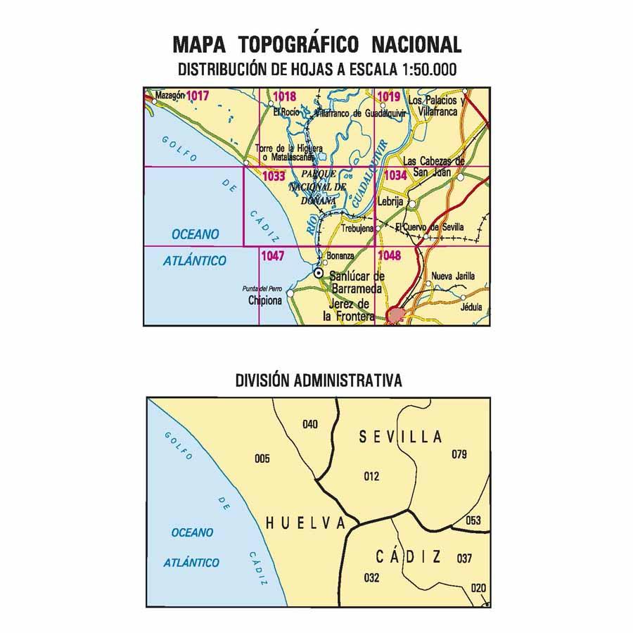 Carte topographique de l'Espagne n° 1033 - Matalascañas Sur | CNIG - 1/50 000 carte de randonnée CNIG