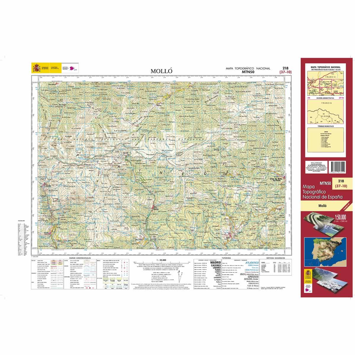 Carte topographique de l'Espagne n° 0218 - Molló | CNIG - 1/50 000 carte de randonnée CNIG Default Title