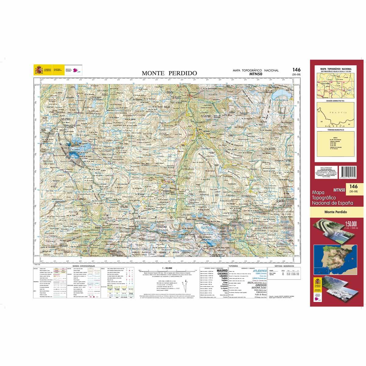 Carte topographique de l'Espagne n° 0146 - Monte Perdido | CNIG - 1/50 000 carte de randonnée CNIG Default Title