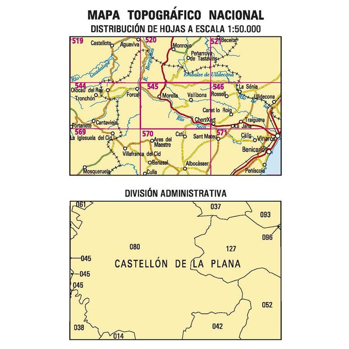 Carte topographique de l'Espagne - Morella, n° 0545 | CNIG - 1/50 000 carte pliée CNIG 