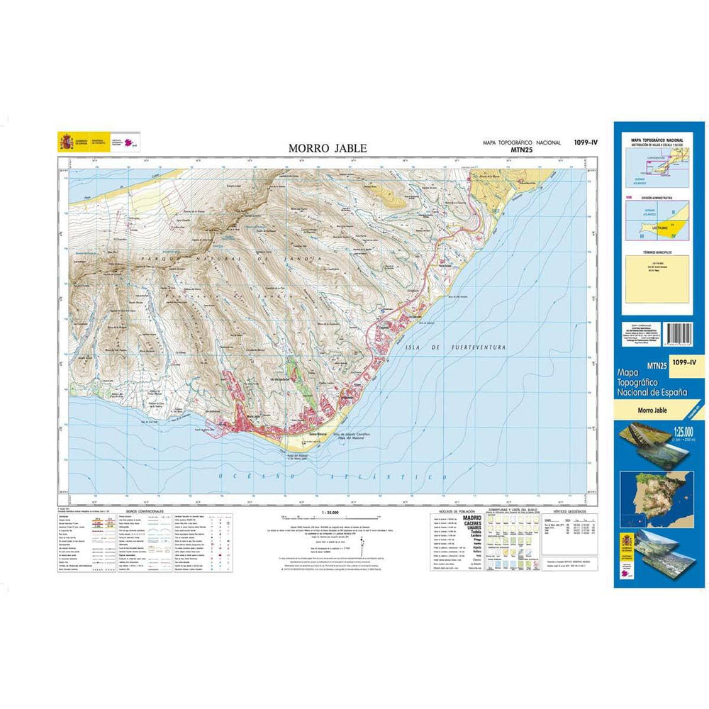 Carte topographique de l'Espagne - Morro Jable (Fuerteventura), n° 1099.4 | CNIG - 1/25 000 carte pliée CNIG 