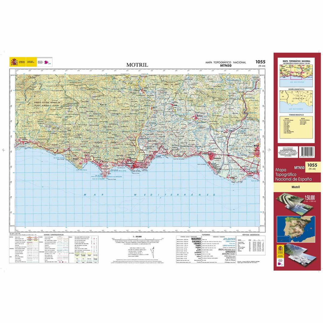 Carte topographique de l'Espagne - Motril, n° 1055 | CNIG - 1/50 000 carte pliée CNIG 
