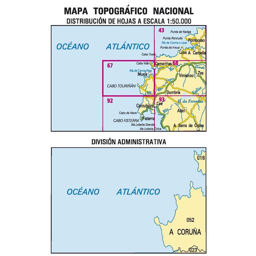 Carte topographique de l'Espagne n° 0067 - Muxía | CNIG - 1/50 000 carte de randonnée CNIG