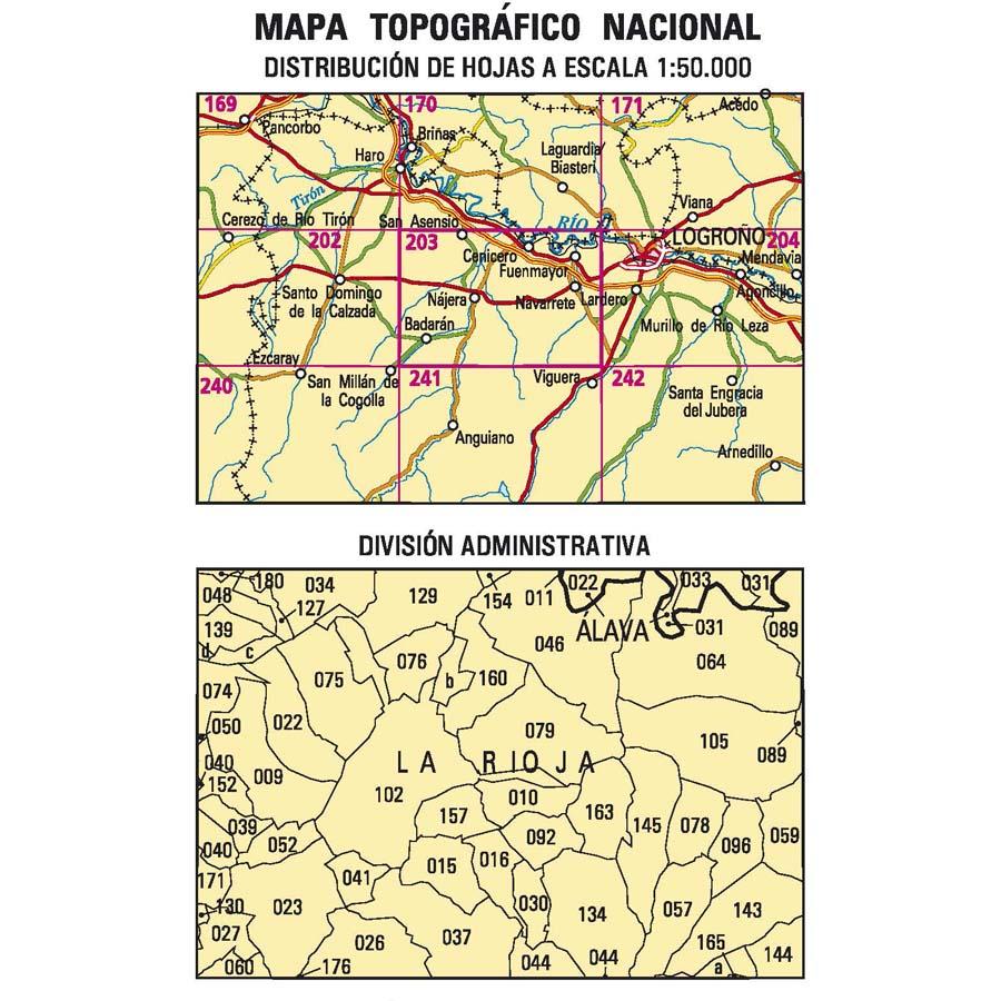 Carte topographique de l'Espagne n° 0203 - Nájera | CNIG - 1/50 000 carte de randonnée CNIG