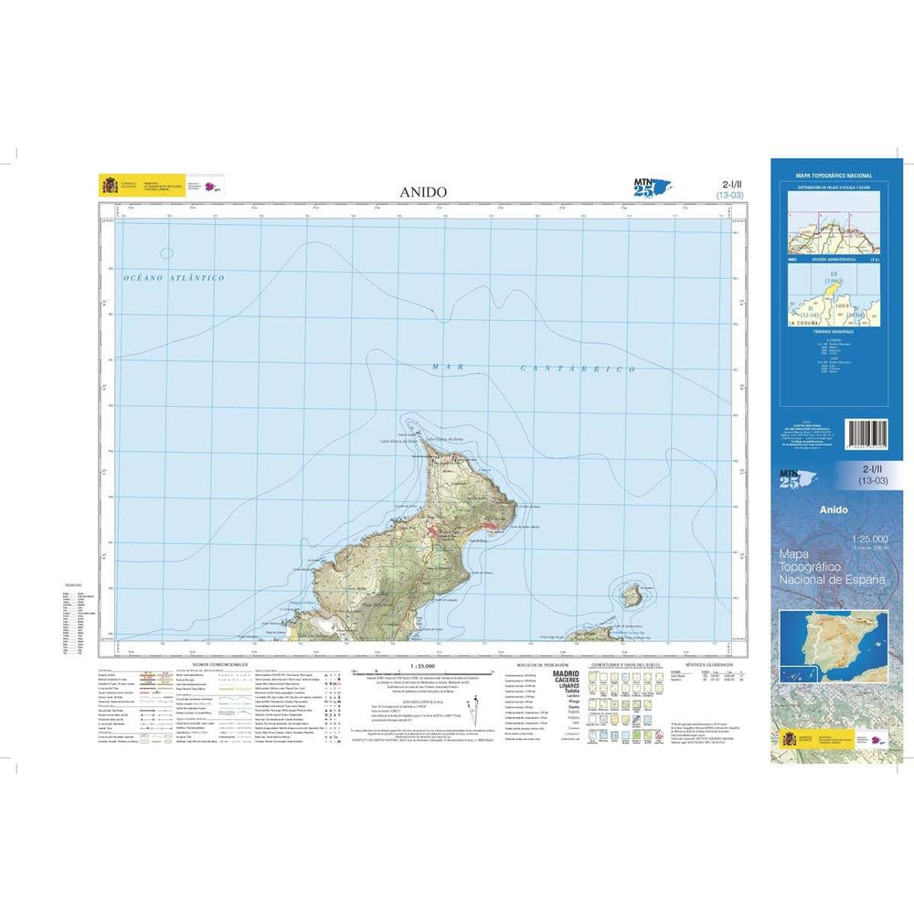 Carte topographique de l'Espagne n° 0002.1/2 - Anido | CNIG - 1/25 000 carte pliée CNIG 