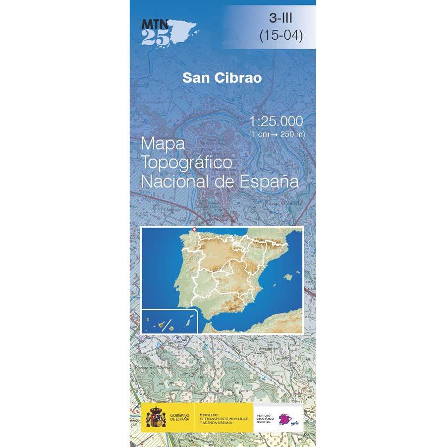 Carte topographique de l'Espagne n° 0003.3 - San Cibrao | CNIG - 1/25 000 carte pliée CNIG 