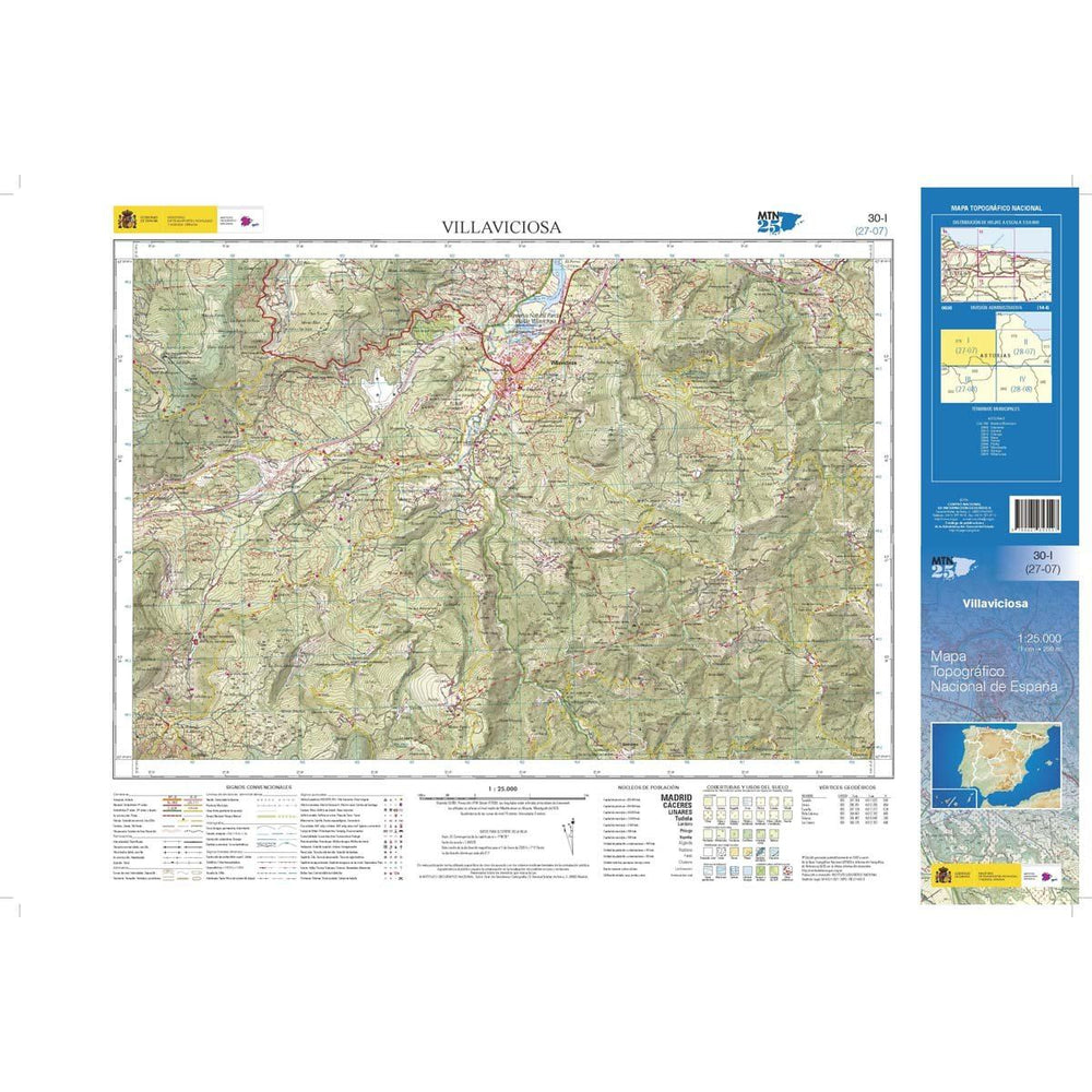 Carte topographique de l'Espagne n° 0030.1 - Villaviciosa | CNIG - 1/25 000 carte pliée CNIG 