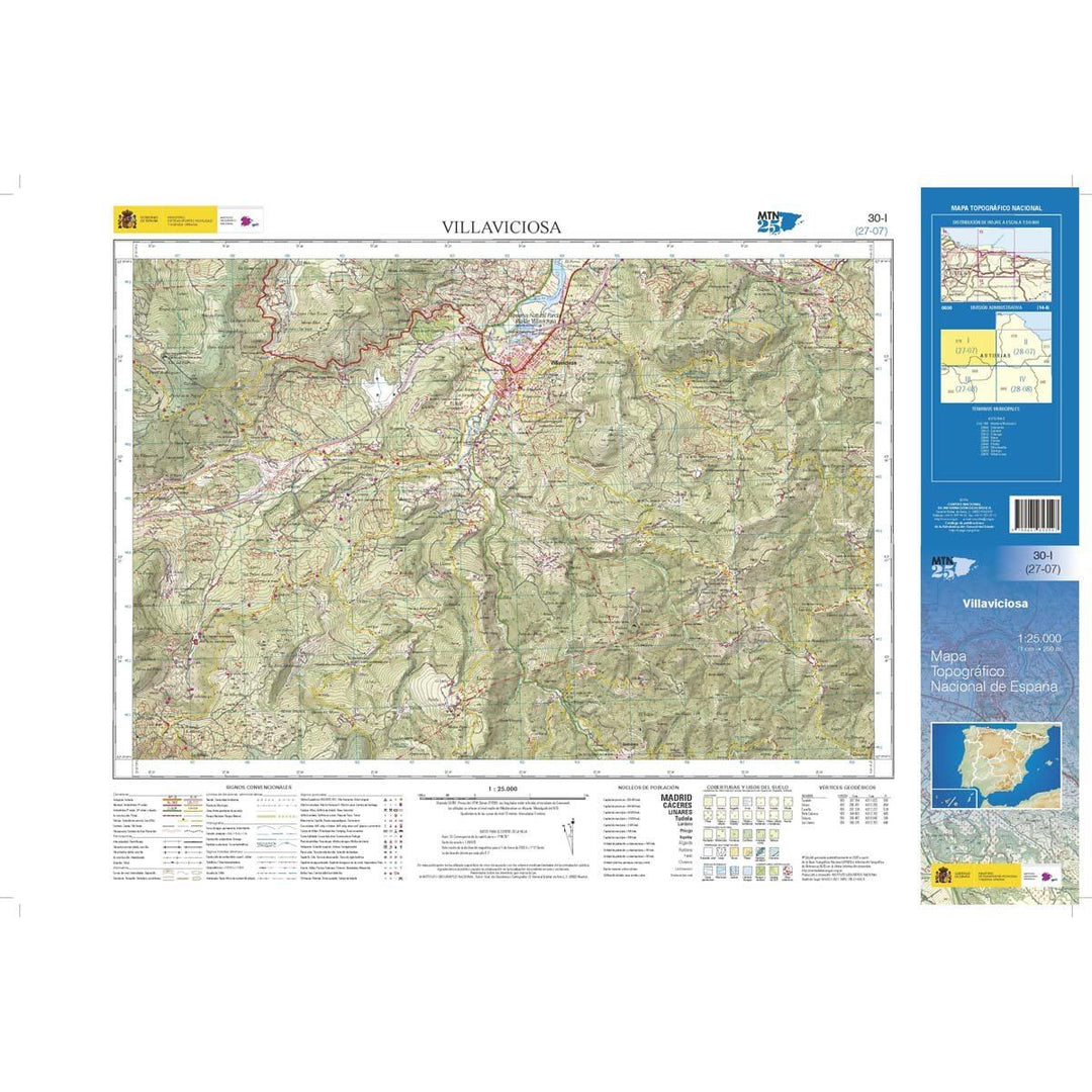 Carte topographique de l'Espagne n° 0030.1 - Villaviciosa | CNIG - 1/25 000 carte pliée CNIG 