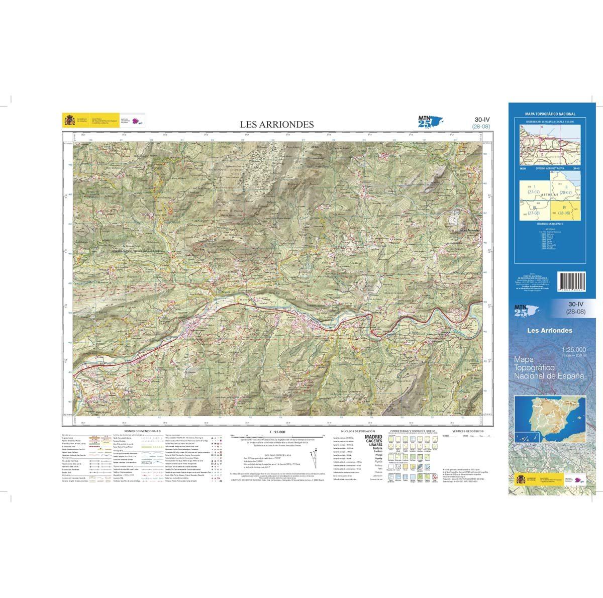 Carte topographique de l'Espagne n° 0030.4 - Les Arriondes | CNIG - 1/25 000 carte de randonnée CNIG