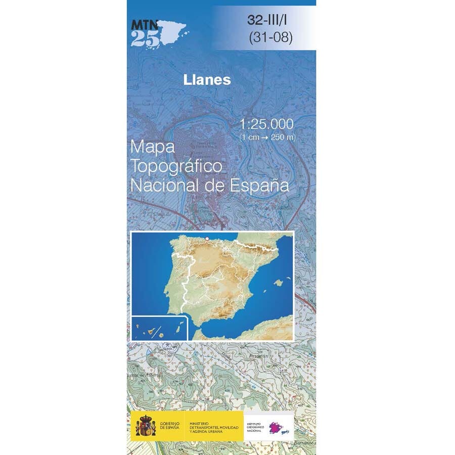 Carte topographique de l'Espagne n° 0032.3/1 - Llanes | CNIG - 1/25 000 carte pliée CNIG 