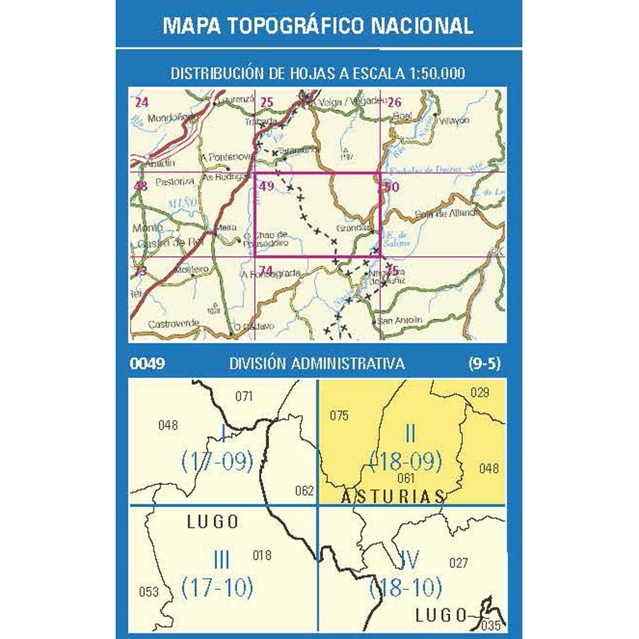 Carte topographique de l'Espagne n° 0049.2 - Samartín | CNIG - 1/25 000 carte de randonnée CNIG