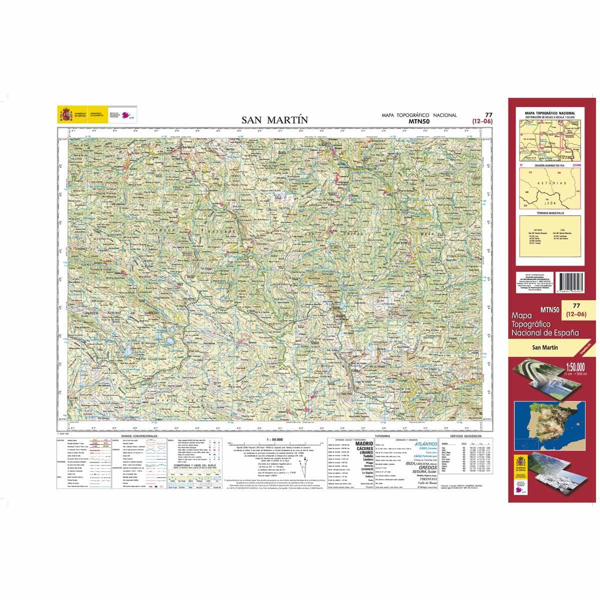 Carte topographique de l'Espagne n° 0077 - La Plaza / San Martín | CNIG - 1/50 000 carte de randonnée CNIG