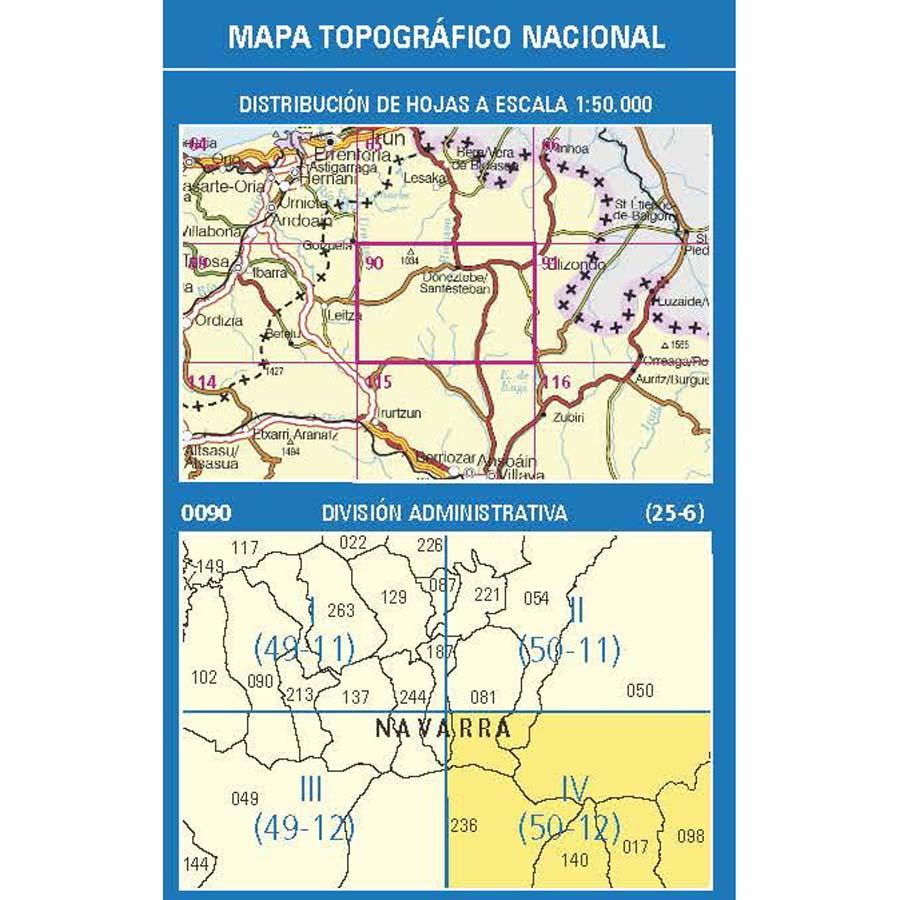 Carte topographique de l'Espagne n° 0090.4 - Alkotz | CNIG - 1/25 000 carte de randonnée CNIG