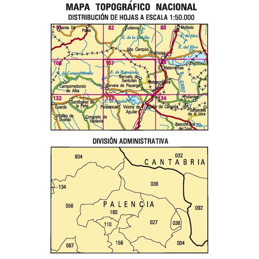 Carte topographique de l'Espagne n° 0107 - Barruelo de Santullán | CNIG - 1/50 000 carte de randonnée CNIG