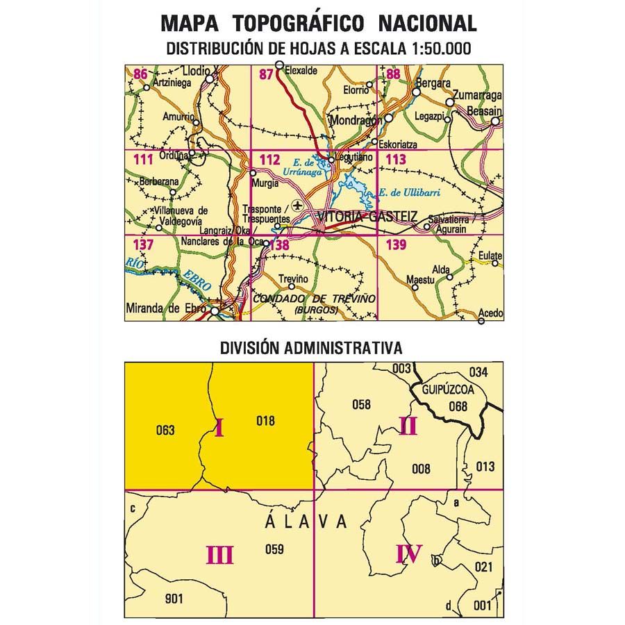 Carte topographique de l'Espagne n° 0112.1 - Murgia | CNIG - 1/25 000 carte de randonnée CNIG