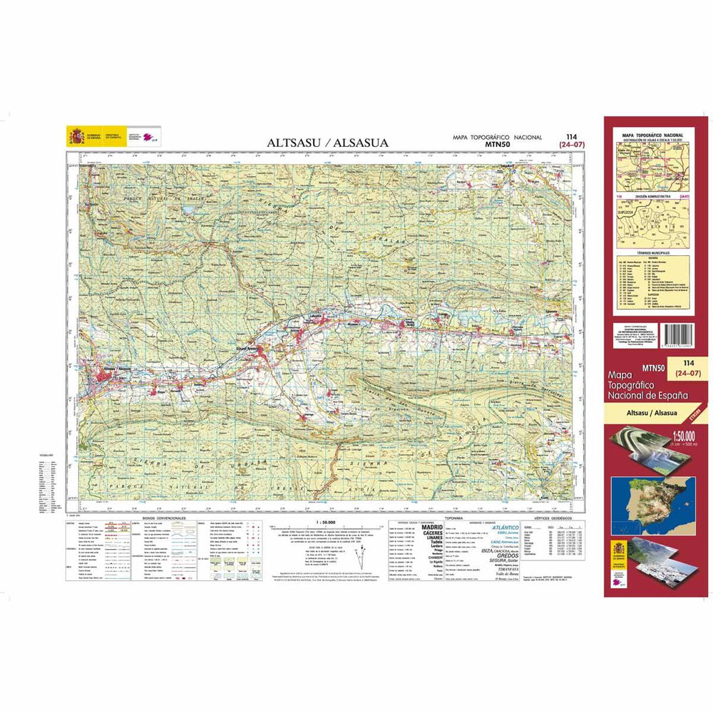 Carte topographique de l'Espagne n° 0114 - Altsasu / Alsasua | CNIG - 1/50 000 carte pliée CNIG 