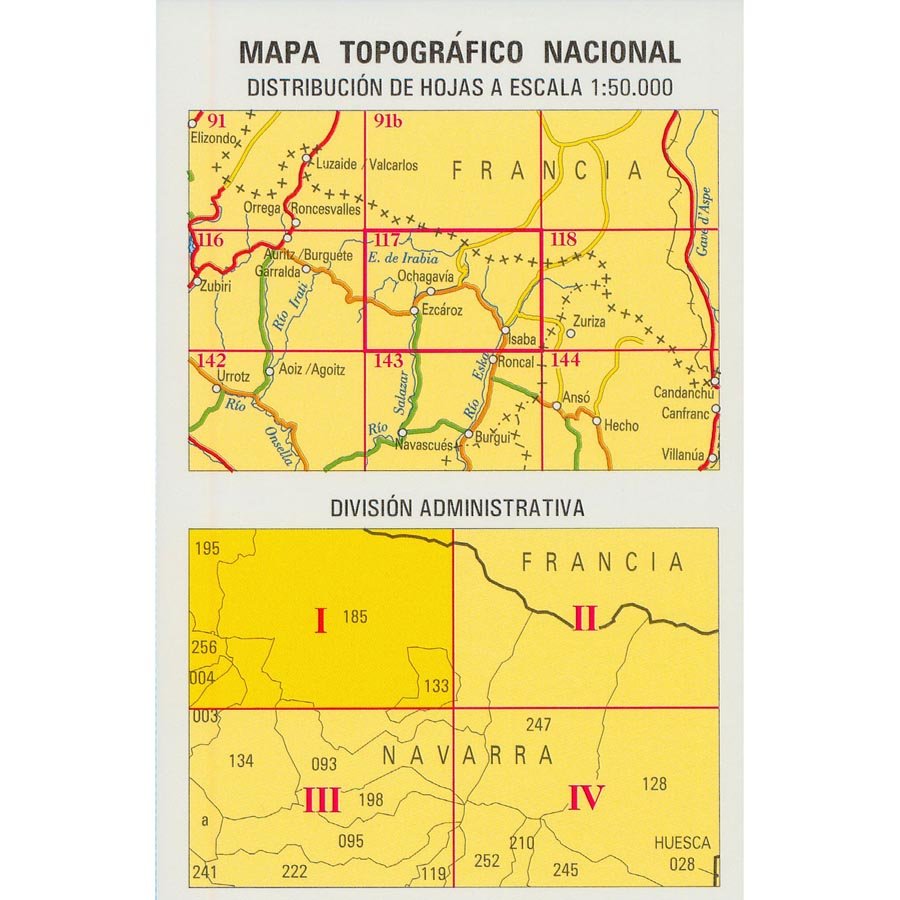 Carte topographique de l'Espagne n° 0117.1 - Irati | CNIG - 1/25 000 carte de randonnée CNIG