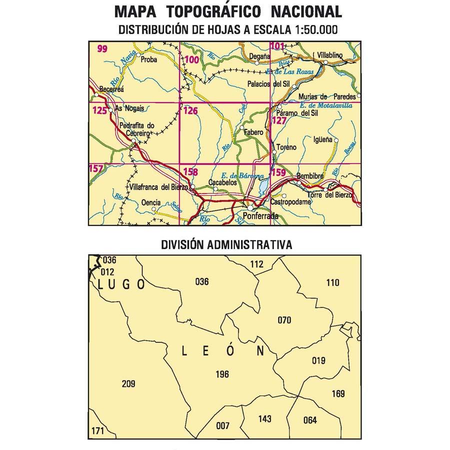 Carte topographique de l'Espagne n° 0126 - Fabero | CNIG - 1/50 000 carte de randonnée CNIG